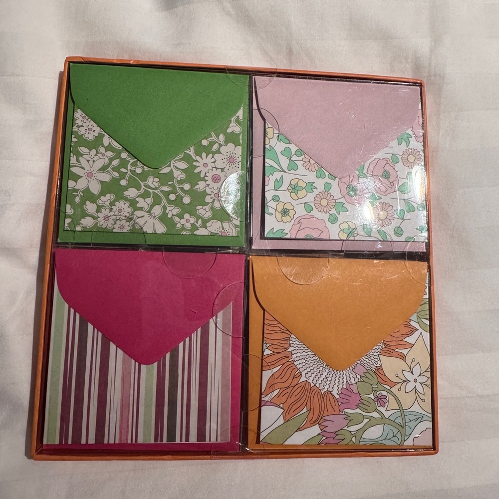 New in box Liberty of London Vibrant Orange Notecards